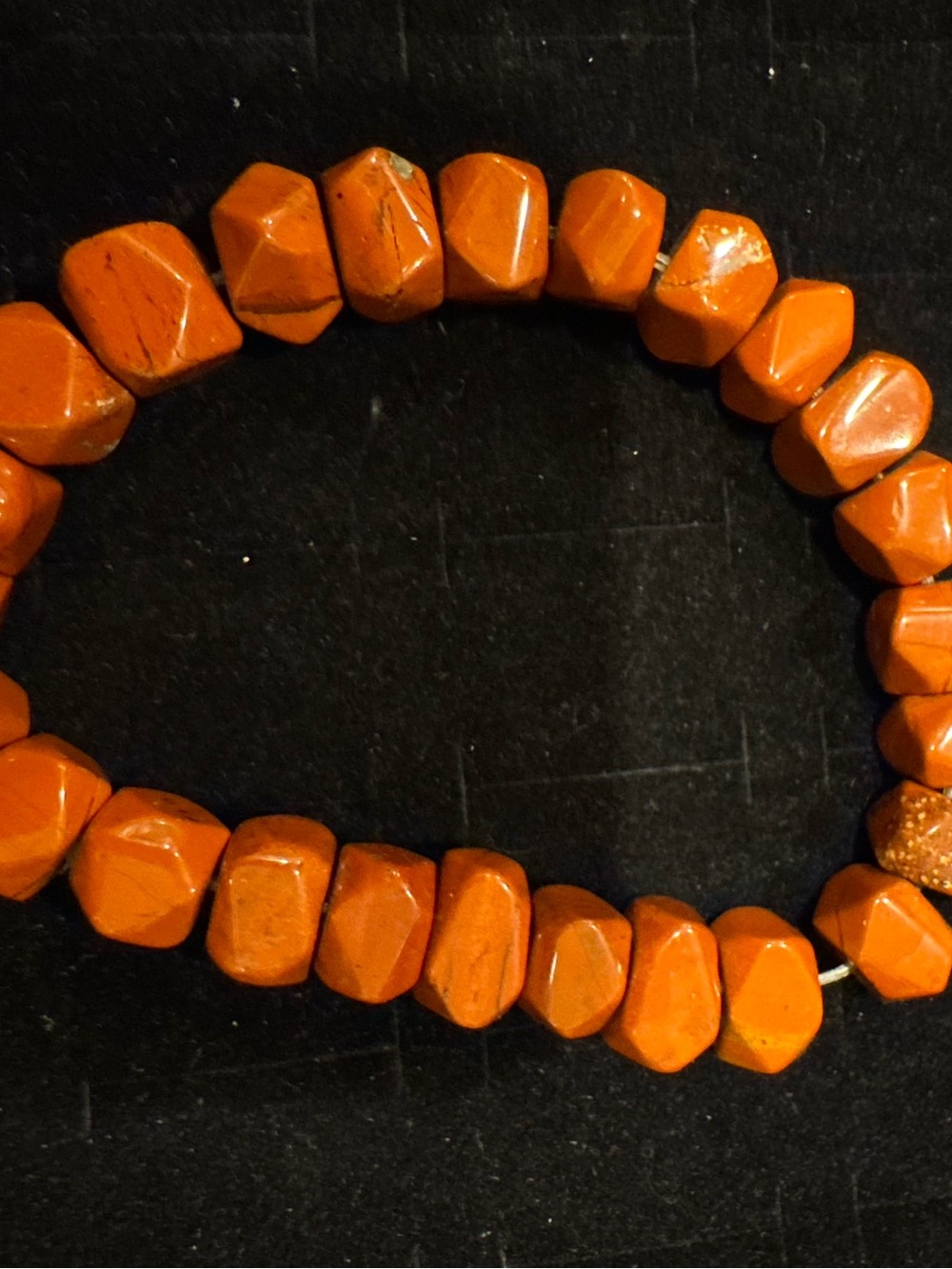 Natural Red Jasper Stone Beaded Stretch Bracelet Chunky Polished Gemstone